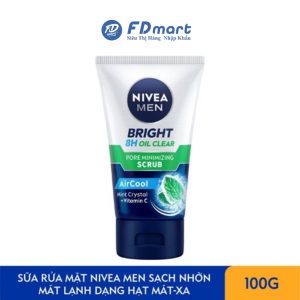 Sữa Rửa Mặt Nivea Men Bright Oil Clear Pore Minimizing Scrub 100gr