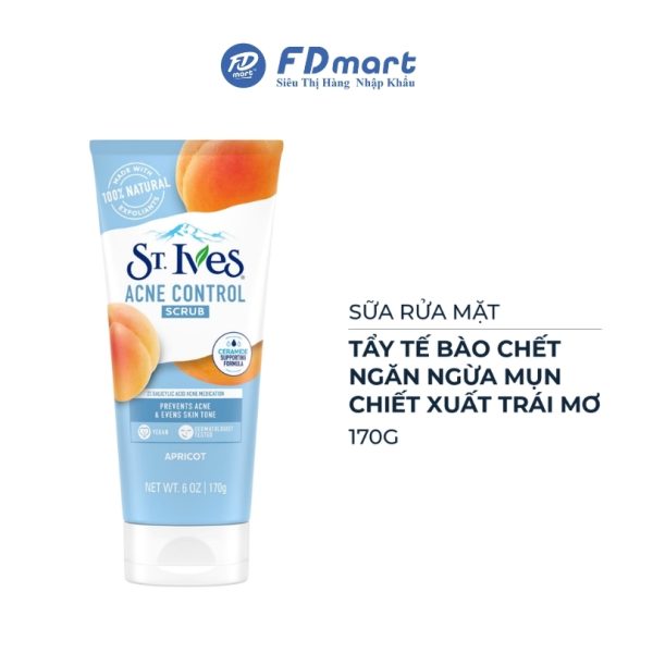 Sữa rửa mặt ngăn ngừa mụn ST.IVES chiết xuất trái mơ 170gr